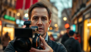 Engaging scene of a journalist capturing stories for https://sumytoday.in.ua, reflecting the pulse of Sumy.