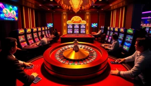 Experience the excitement of online gaming with a vibrant casino scene inspired by https://www.jw8.life/ featuring roulette, poker, and slots.