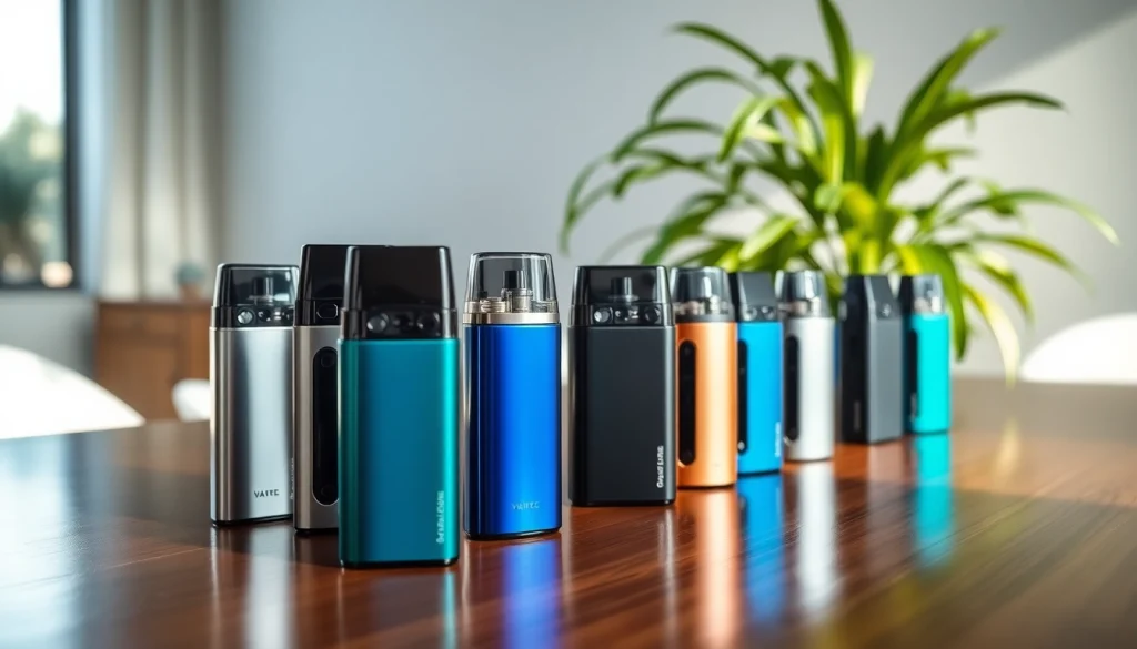 Stylish pod kit collection showcasing modern vaping technology.