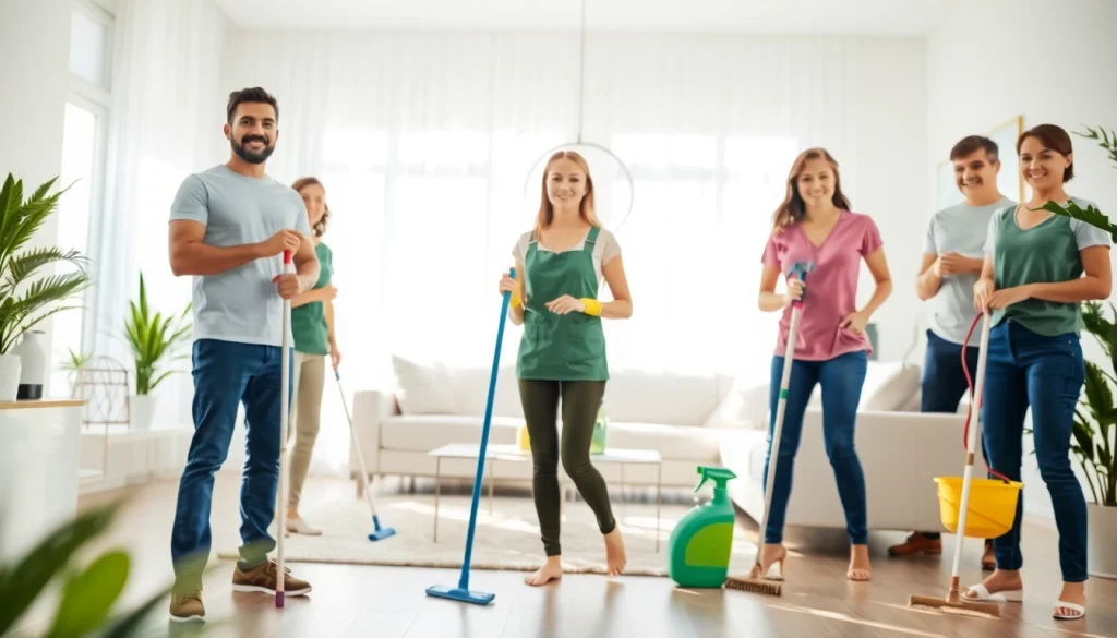 Enhance your space with our reliable Cleaning service, exemplified by a dedicated team in action.