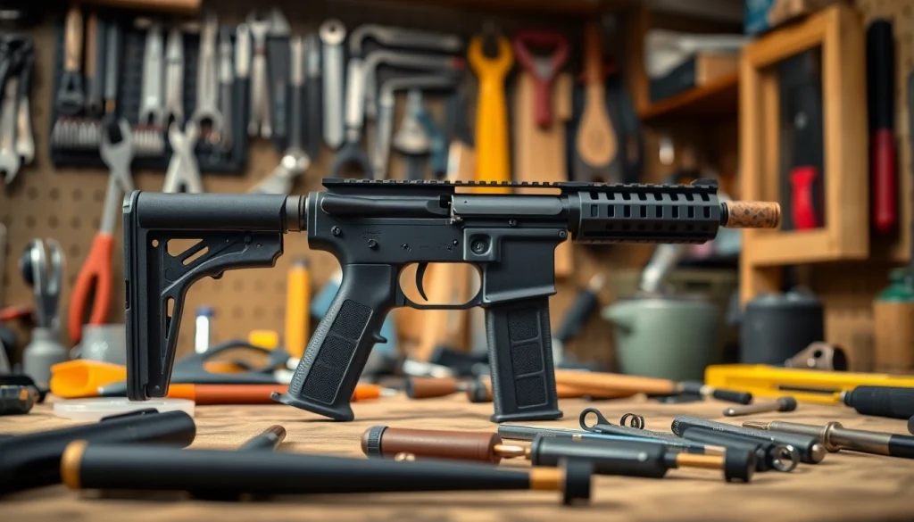 Assemble the pf940v2 glock 17 frame kit with precision tools in a bright workshop.