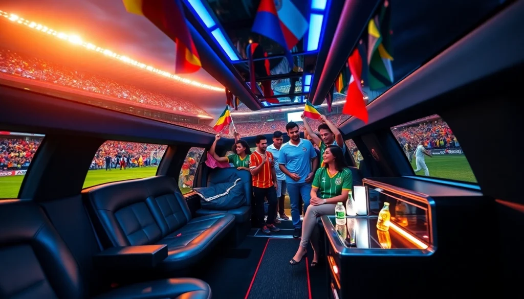 World Cup Group Transportation in a luxury limousine with fans celebrating