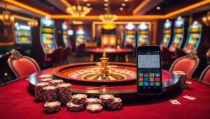 Experience luxury gambling at HM88 with roulette, poker chips, and elegant casino equipment.