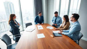 Real Estate agents collaborating in a bright office, showcasing professional teamwork.