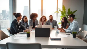 Engaging business meeting showcasing professionals collaborating effectively in a modern office.