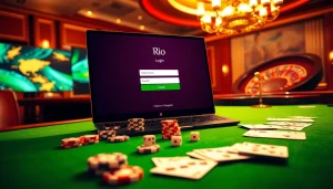 Sign in to your account with the Rio Login interface displayed on a stylish casino screen.