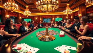 Experience the excitement of Bl555 with a luxurious casino setting showcasing roulette and digital betting.