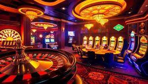 Experience the thrill of gambling at nhà cái nohu90 with vibrant casino visuals featuring tables, cards, and excitement.