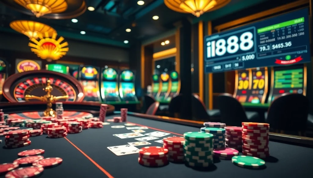 Engaging gamble scene featuring poker chips and ib88 metrics displayed.