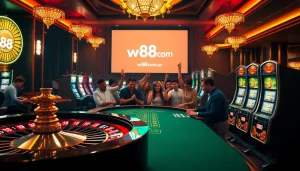 Gamblers enjoying a luxurious casino experience at w88com.us with exciting games.