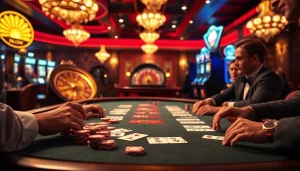 Experience high-stakes gaming excitement at KJC COM's luxurious casino table.