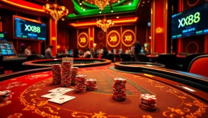Experience thrilling baccarat action at XX88 with vibrant casino visuals and engaging gameplay.