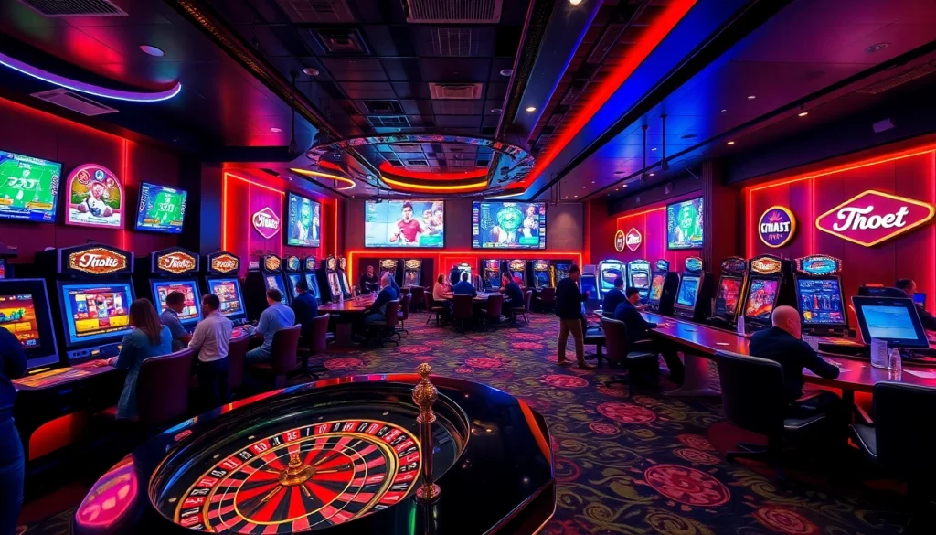 Experience the excitement of Tha bet through a vibrant online casino showcasing dynamic games and live betting.