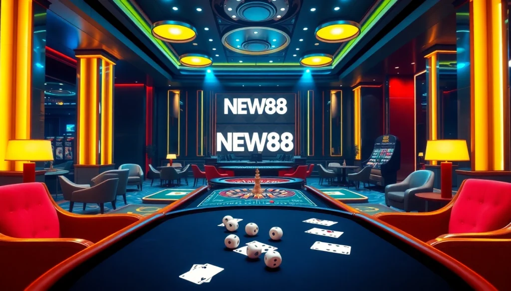 Experience the excitement of gambling at NEW88 Trang chủ with vibrant casino visuals and engaging gaming action.