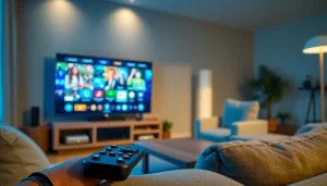 Stream seamless entertainment with https://bosstv.ca highlighted on a smart TV in a modern living room.