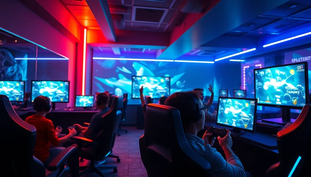 Menampilkan pemain yang terlibat dalam permainan PLANET77 game dengan antusias di ruang permainan modern.