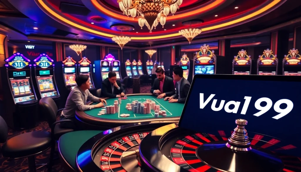 Experience high-stakes excitement at Vua99's vibrant casino scene filled with poker action.