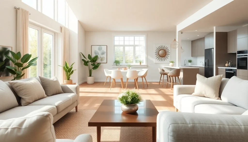 Home renovation featuring a modern living room with natural light and stylish decor.