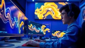 Dynamic workspace showcasing innovative AI art created with nano banana pro.