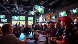 Exciting sports betting in Texas bar showcasing fans cheering in a lively atmosphere.
