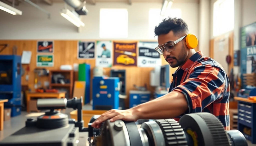 Student at trade schools in southern California engaged in practical training in a workshop setting.