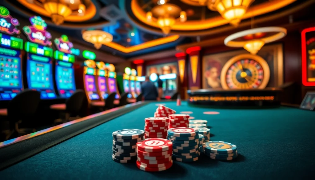 uu88 players interacting at a luxurious casino table with chips and cards.