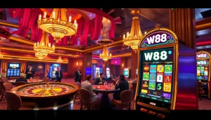 Experience the excitement of W88 casino with vibrant gaming action and high-stakes gameplay on slot machines.