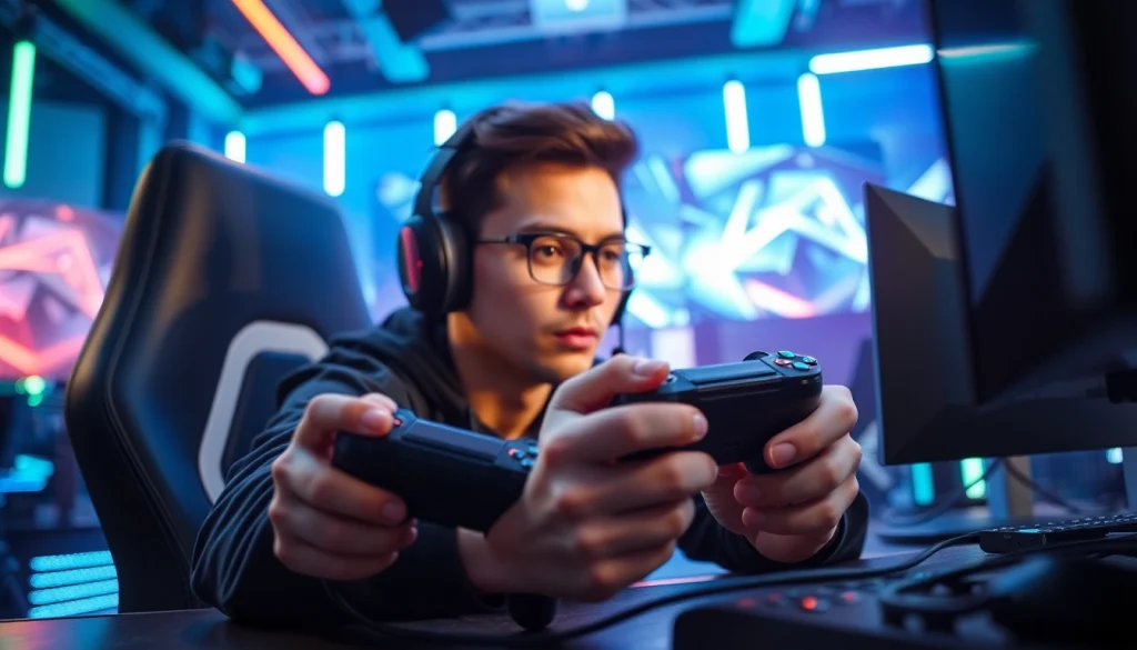 Engage with top gaming products at https://www.mas4games.com, showcasing an intense gaming setup.