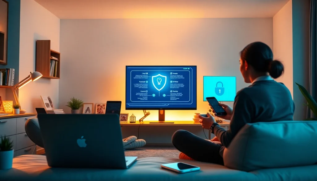 Enhance your family's online security with https://auhra.se digital safety solutions in a modern home office.