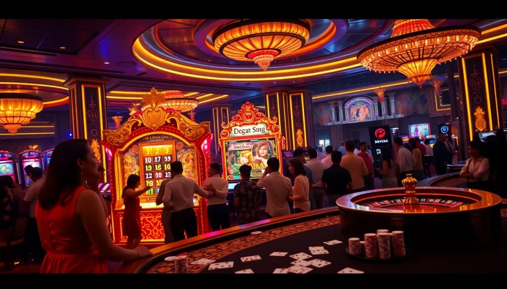 Play the Raja Barong slot machine for exciting wins in a luxurious casino setting.