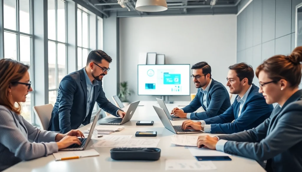 Team collaborating on quality assurance at https://xqa.ca, showcasing teamwork and technology in software development.