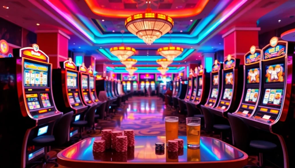 Menangkan slot deposit 1000 di lingkungan kasino yang mewah dengan mesin slot berwarna-warni.