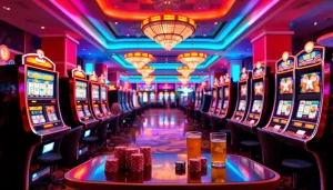 Menangkan slot deposit 1000 di lingkungan kasino yang mewah dengan mesin slot berwarna-warni.