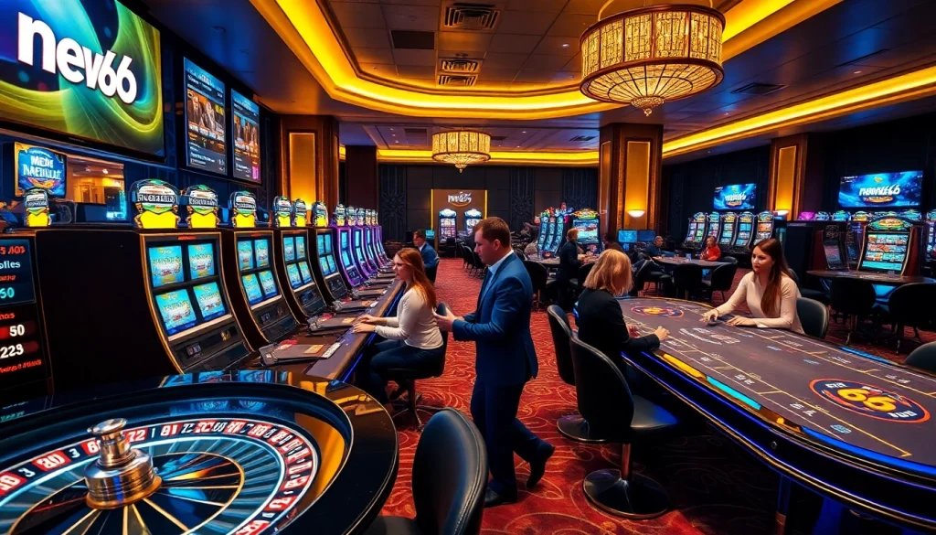 Gamble at new66 with excitement on luxurious poker tables and vibrant slot machines.