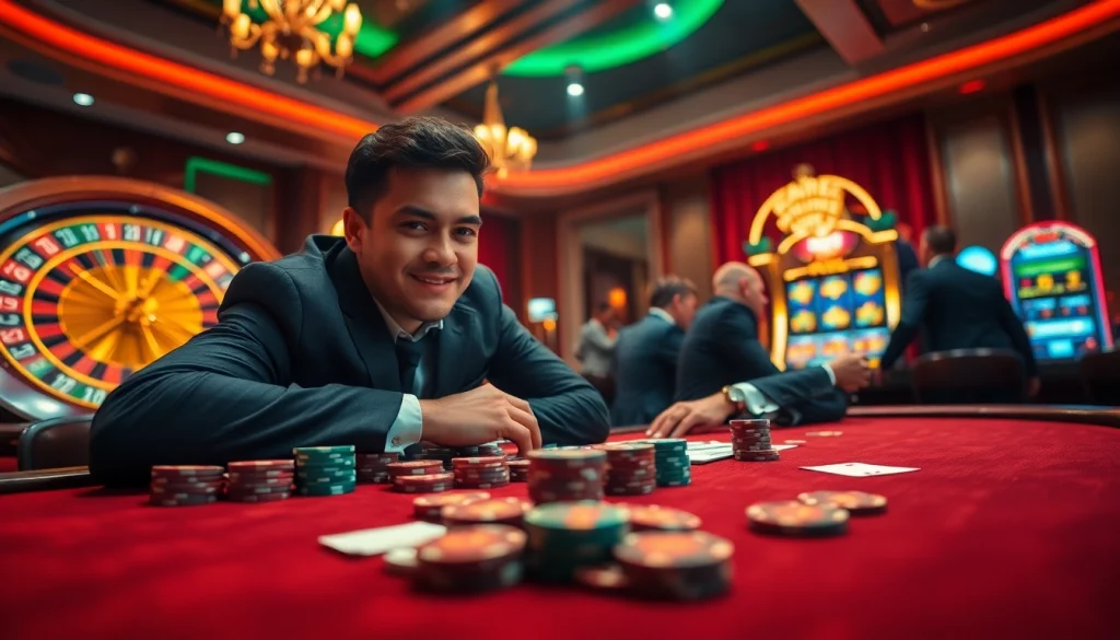 Exciting scene at a high-stakes poker table on https://taixiumd5.video/ with vibrant cards and chips.