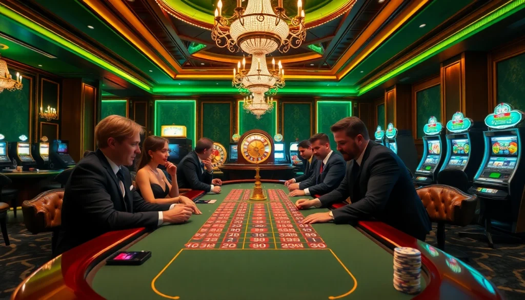 Players at a Go8 casino table strategizing during a poker game, highlighting excitement.