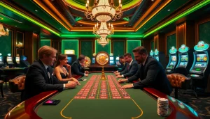 Players at a Go8 casino table strategizing during a poker game, highlighting excitement.