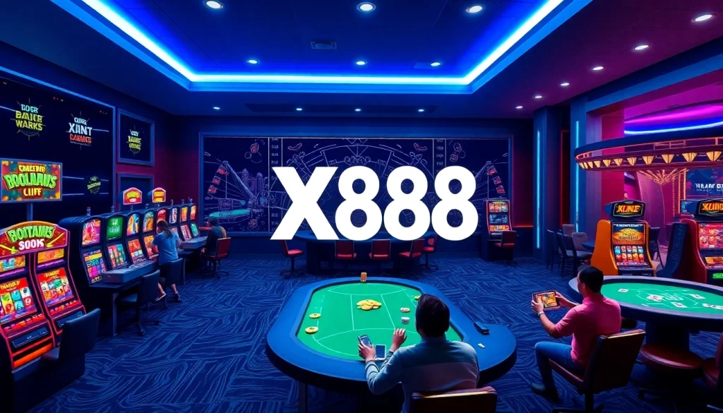 Experience the excitement of XX88 HOW with a vibrant online gambling scene showcasing interactive gaming elements and a modern interface.