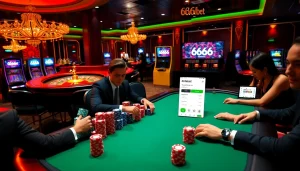Experience the excitement of high-stakes gaming with the 6666bet Login scene showcasing a vibrant poker atmosphere.