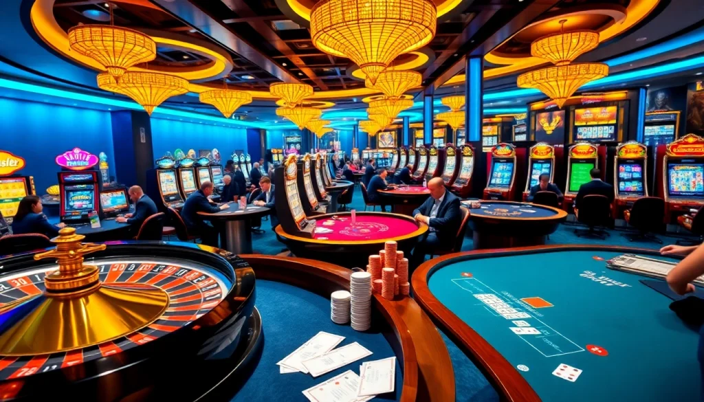 Experience the vibrant gaming scene at f8bet with lively tables and exciting casino elements.