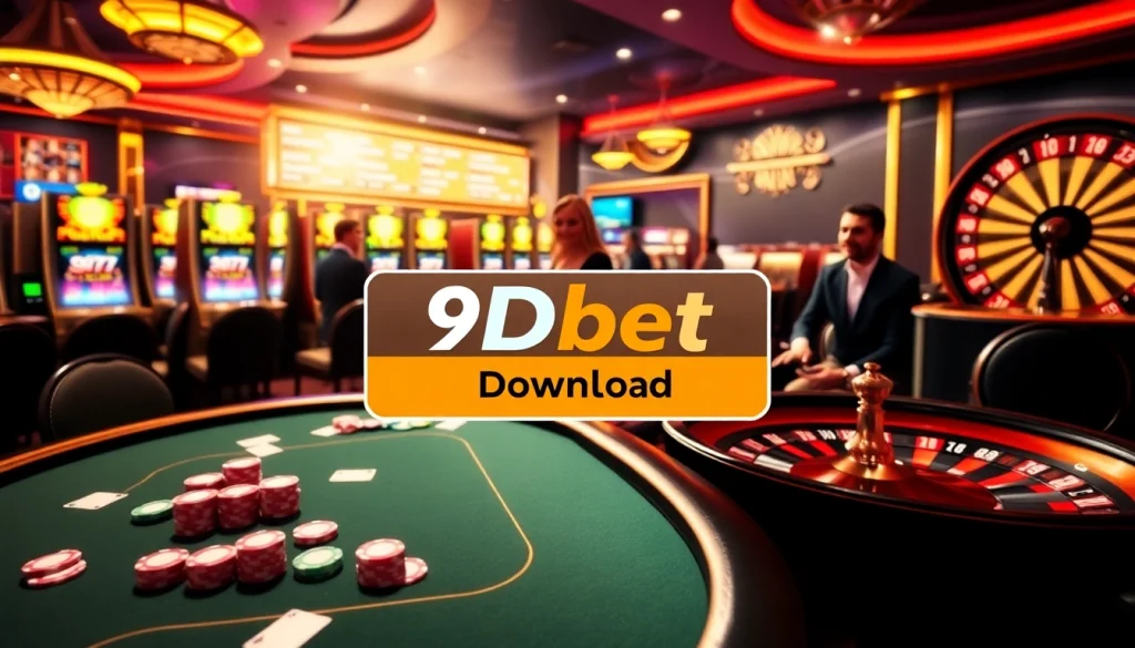 Experience gaming excitement with 9Dbet Download featuring vibrant casino visuals.