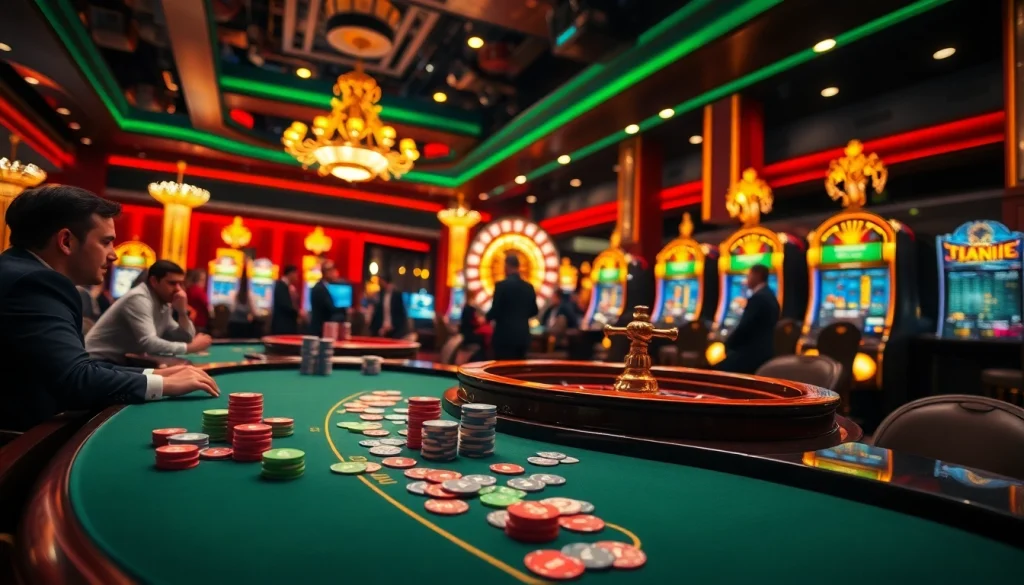 Experience the thrill of gambling at https://topclub.space/ with vibrant casino tables and roulette wheels.