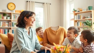 Engaging moment at https://giveaways4mom.com showcasing family interaction in a cozy home.