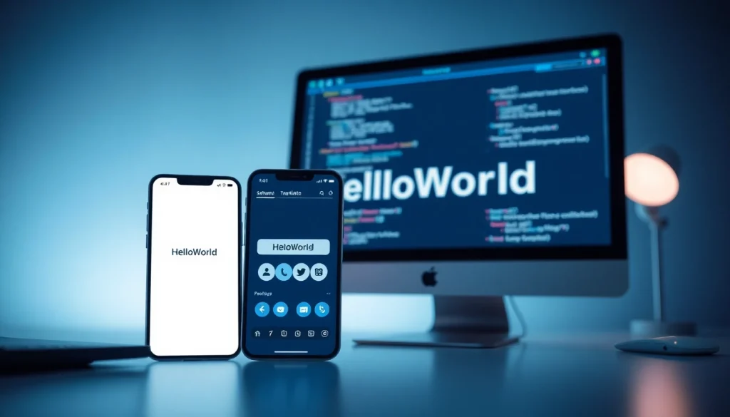 HelloWorld software showcasing seamless connectivity between desktop and mobile devices with a user-friendly interface.