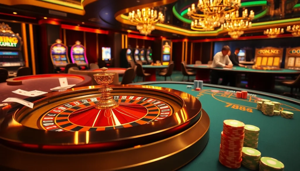 Experience the thrill of online gaming with immersive visuals at https://789betg.com/ showcasing a lively casino atmosphere.