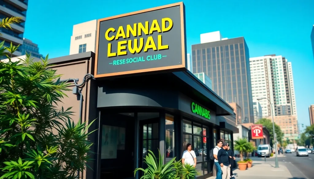 Cannabis legal espagne affichage accueillant dans un club social moderne