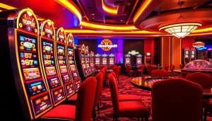 Menang besar di mesin slot Dewanaga89 yang menarik dalam suasana kasino yang hidup.