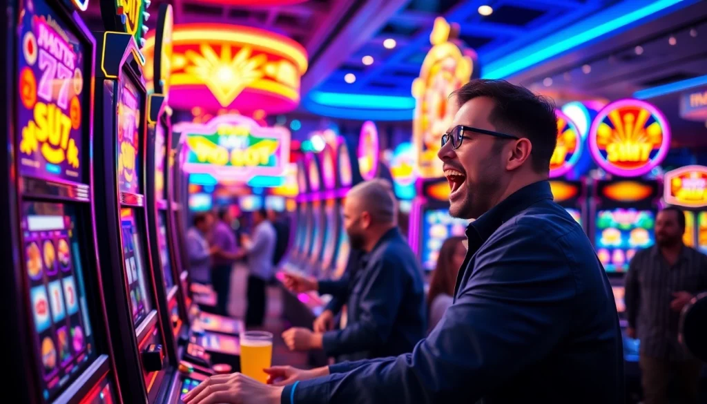 Aksi pemain menikmati permainan petani toto yang energik di kasino modern.