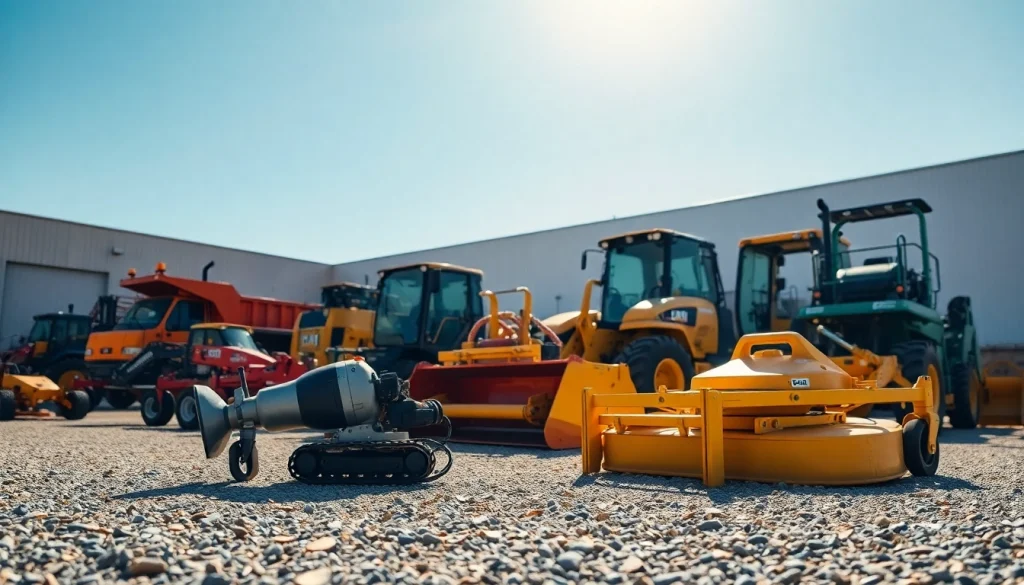 Engage with Cambria Equipment Rental showcasing diverse machinery in a bright outdoor setting.