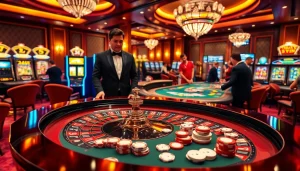 Experience the excitement of online gambling at 33win .com with vibrant casino visuals of roulette and poker.
